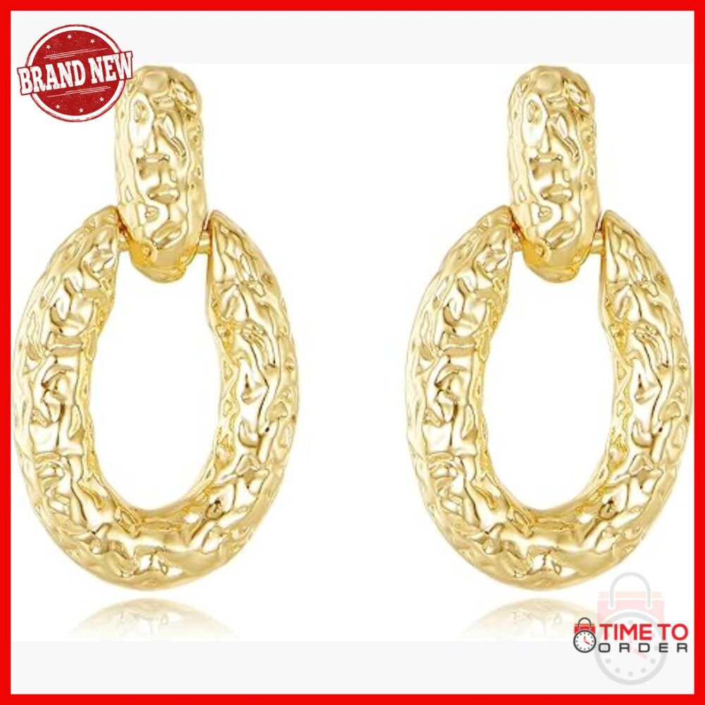 Chunky Gold Dangle Earrings, Hypoallergenic, Lightweight Statement Jewelry
